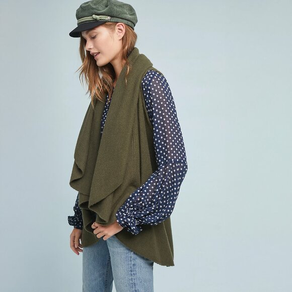 Anthropologie Cascades Shawled Vest in Moss - sz One Size - Picture 3 of 3